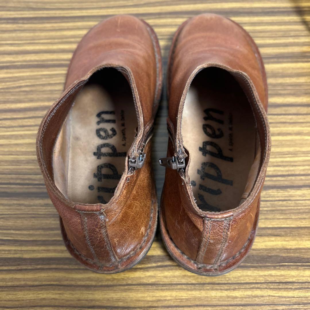 trippen ブラウン ジッパーショートブーツ