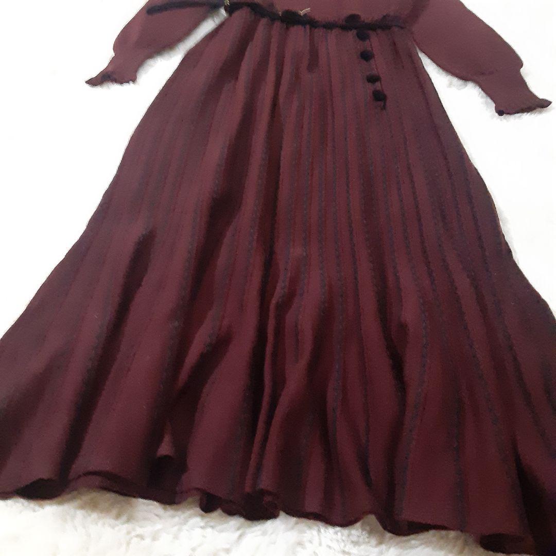 グレースコンチネンタル　マーメイドニットロングワンピース　バーガンディ×黒　美品