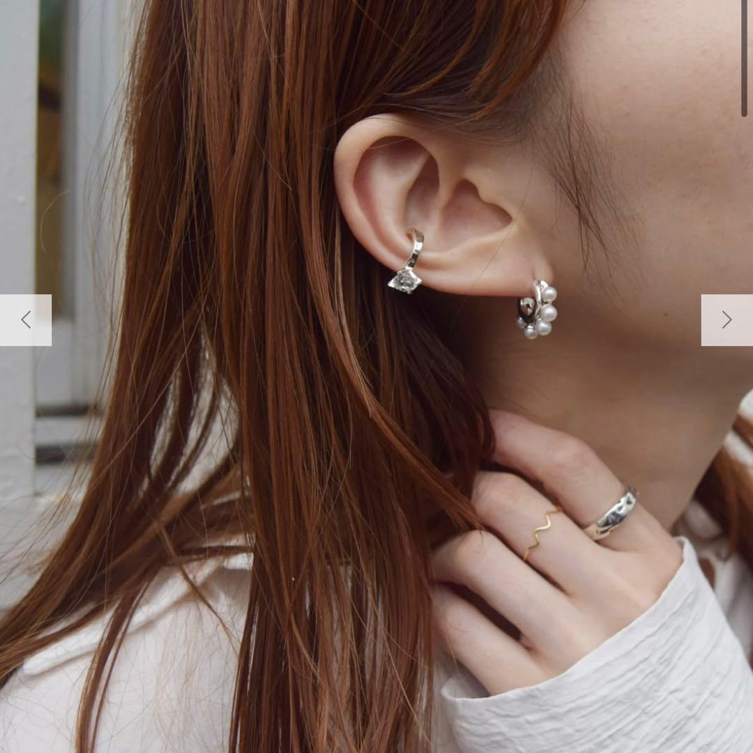 e.m. 0001-P009 揺れるパールフープ片耳ピアス