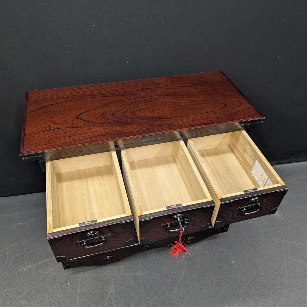 美品　筑後民芸　欅 ケヤキ　車箪笥　整理箪笥　時代家具　タンス　蟻組　焼印　民藝