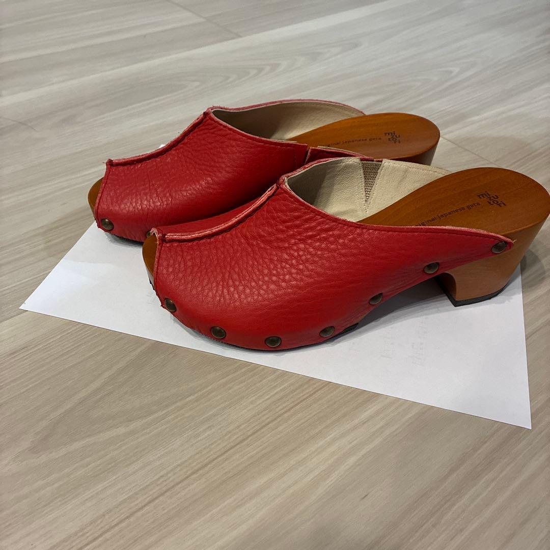 サンダル 下駄 みずとり レディース L 赤