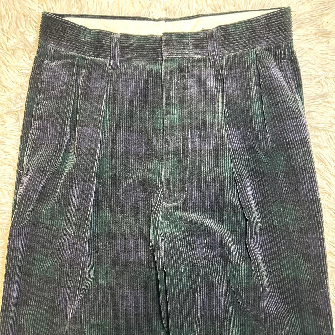 レア　ポロラルフローレン 90s 2タック チェック コーデュロイパンツ