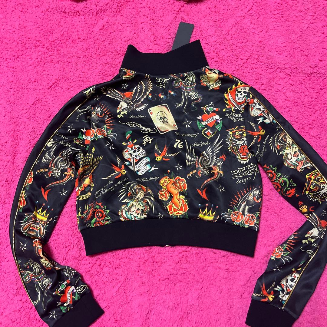 Ed Hardy タトゥー柄 ジップアップパーカー M