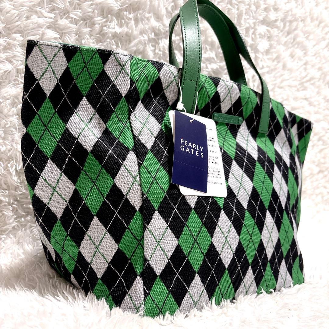 【新品】パーリーゲイツ カートバッグ トートバッグ アーガイル柄 グリーン