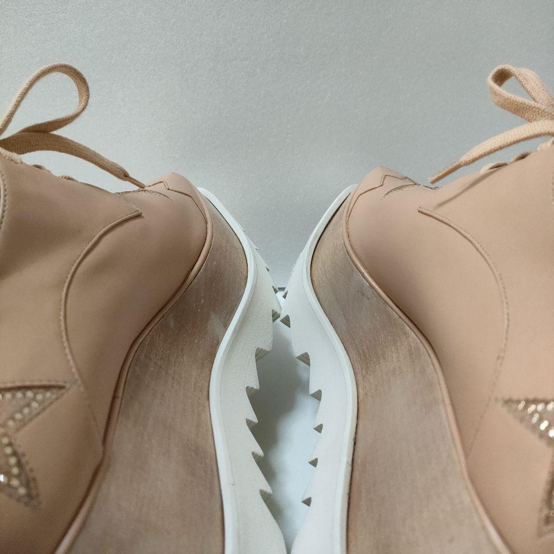 24.5cmサイズ 37.5　ステラマッカートニー厚底エリスローファーピンク星柄