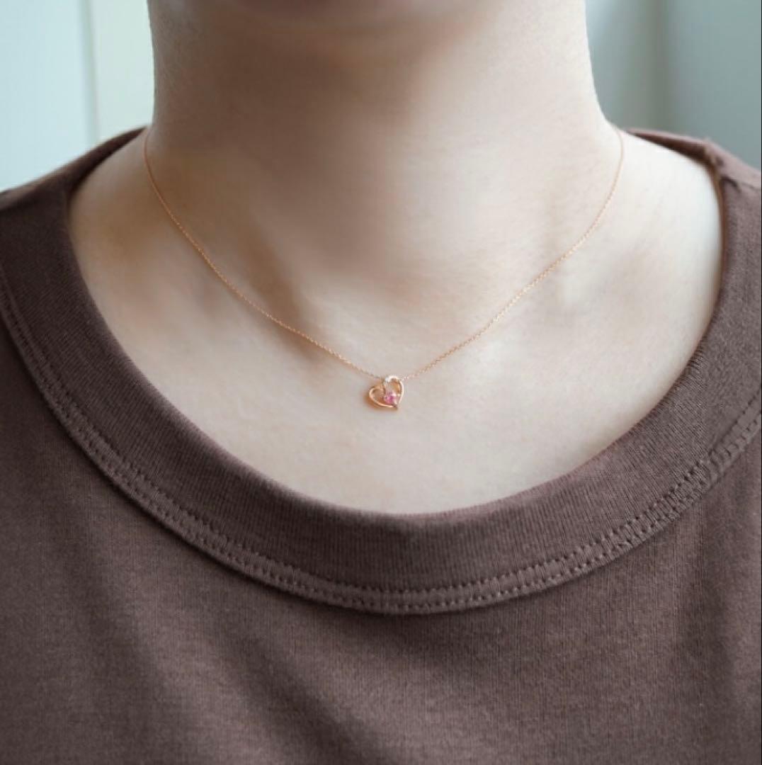 WISP K10PG ハート型ネックレス ピンクストーン