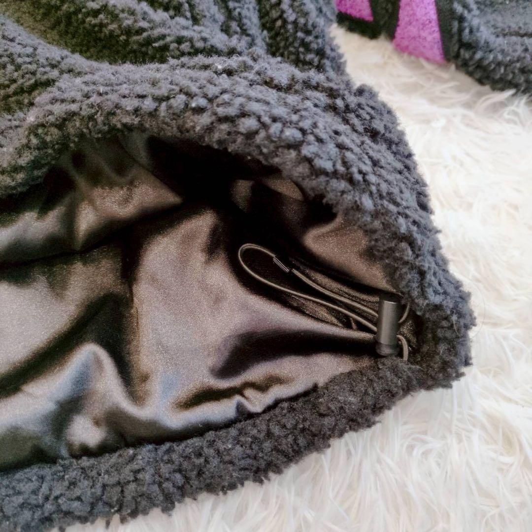 ◾︎激レア◾︎ ガルフィー ボアパーカー ビッグ刺繍ロゴ 燃える薔薇 中型犬 黒