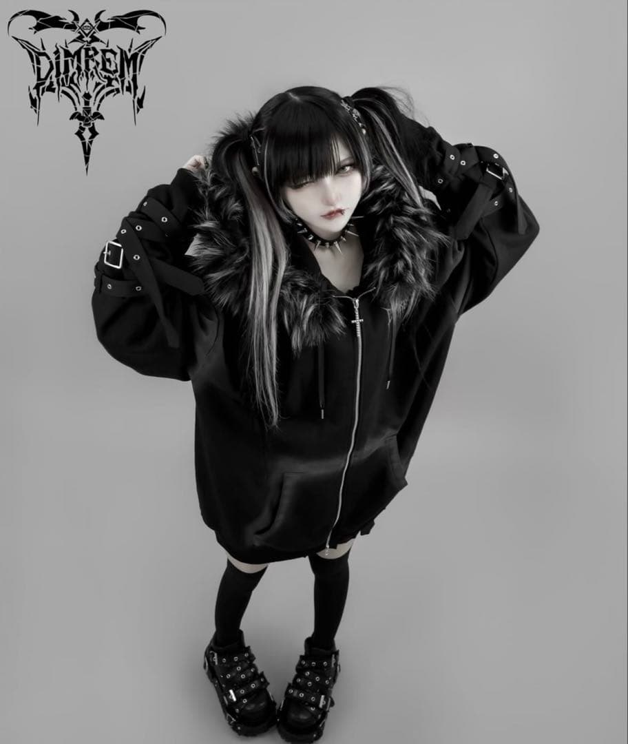 ディムモアール DIMREM 超ハトメファーフード パーカー 地雷 サブカル