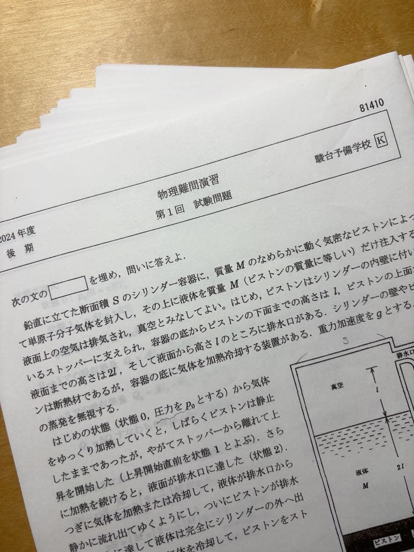 駿台 物理難問演習 2024年 後期 テスト13回分 解答付きセット