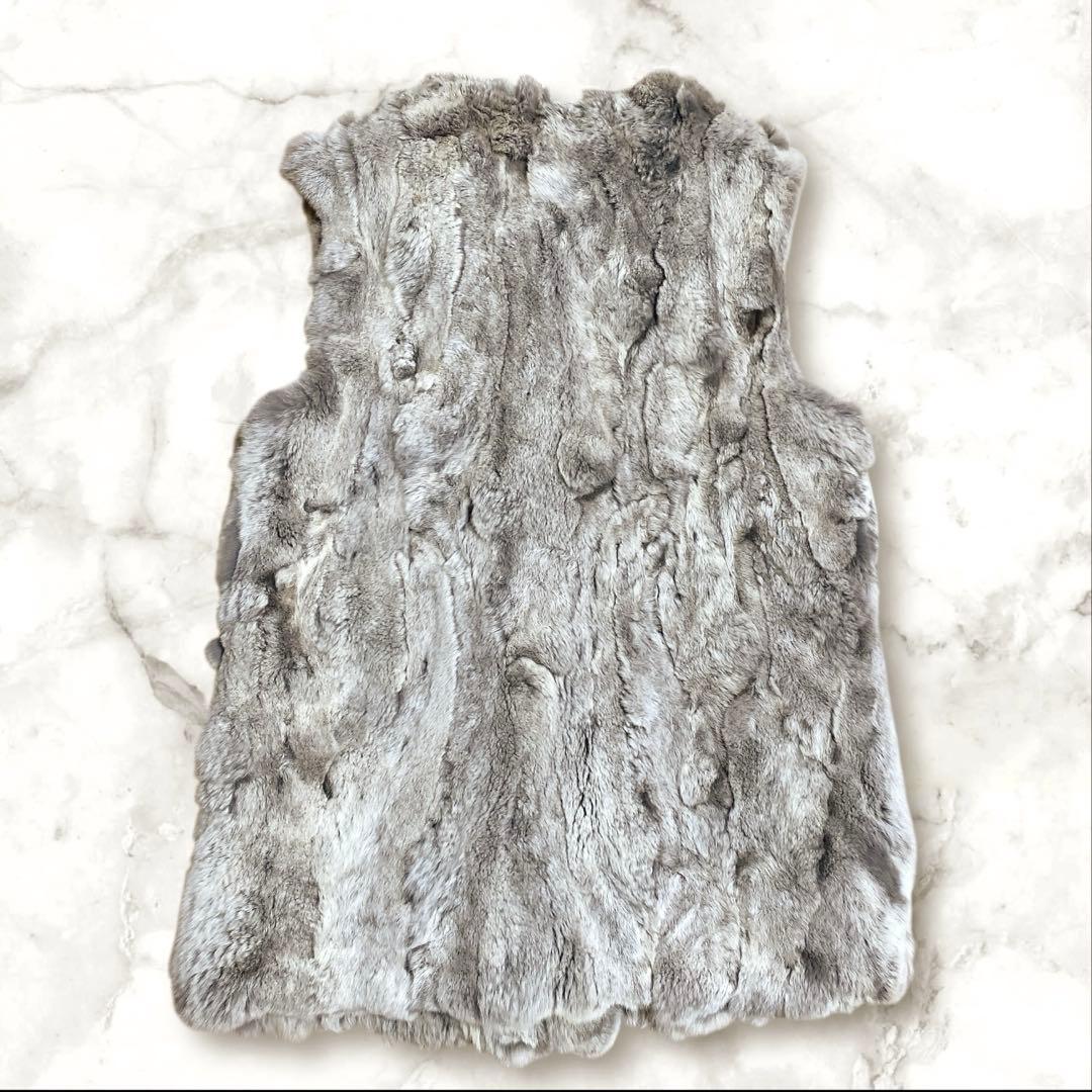 美品✨ASTRAET レッキスラビット ファーベスト 毛皮 グレー　ML相当