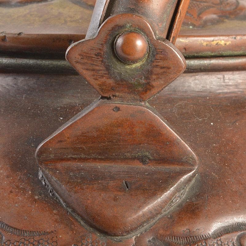 煎茶道具　銅製鎚起　花文　湯沸し　水次　薬缶　M　R6809