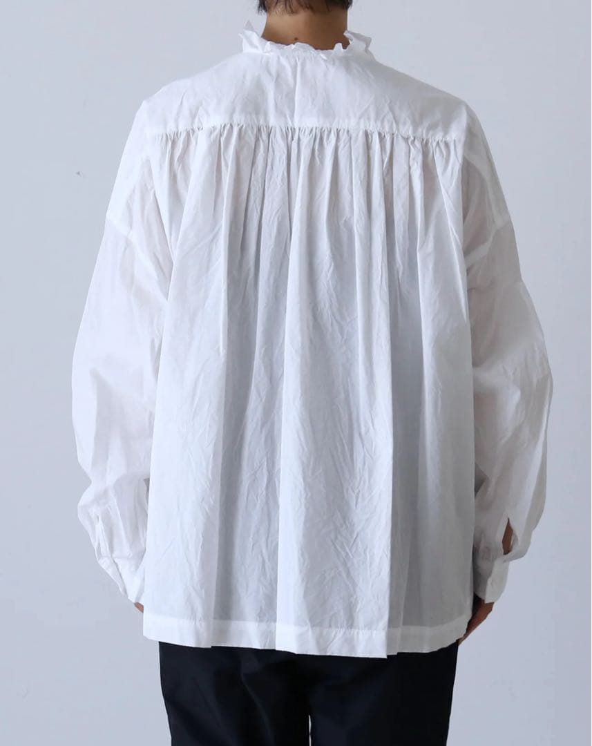 TOUJOURS レースピンタックラッフルシャツ