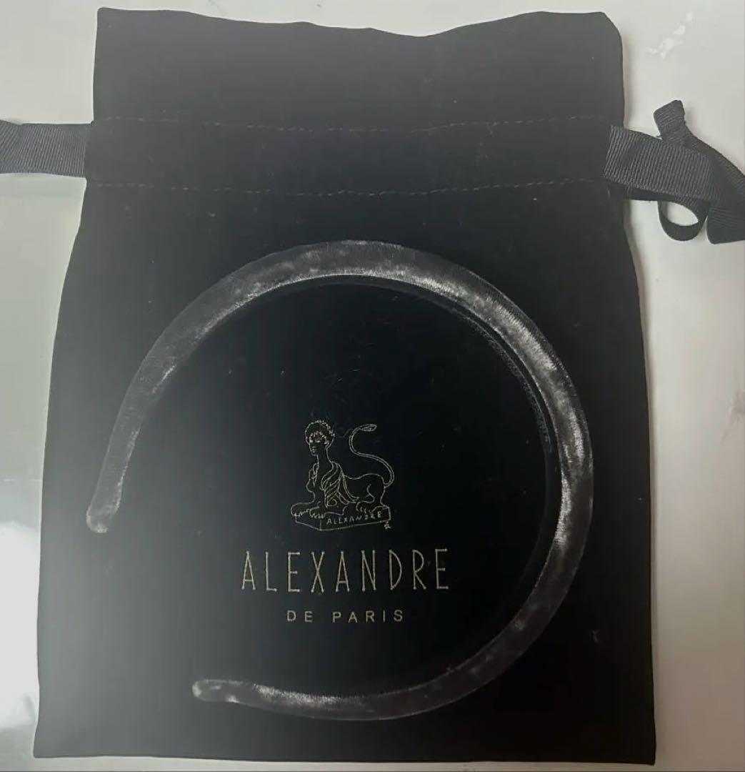 ALEXANDRE DE PARIS ベロアカチューシャ2.5センチ グレー