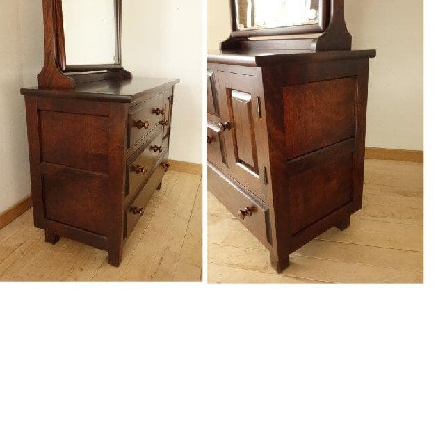 北海道民芸家具　ドレッサー　鏡台　再塗装済　ＵＳＥＤ