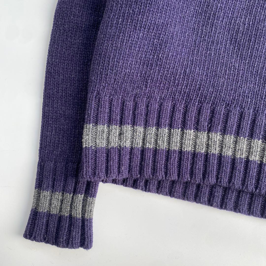 kolor BEACON ネイビー パープル Vネックニット ウール100%