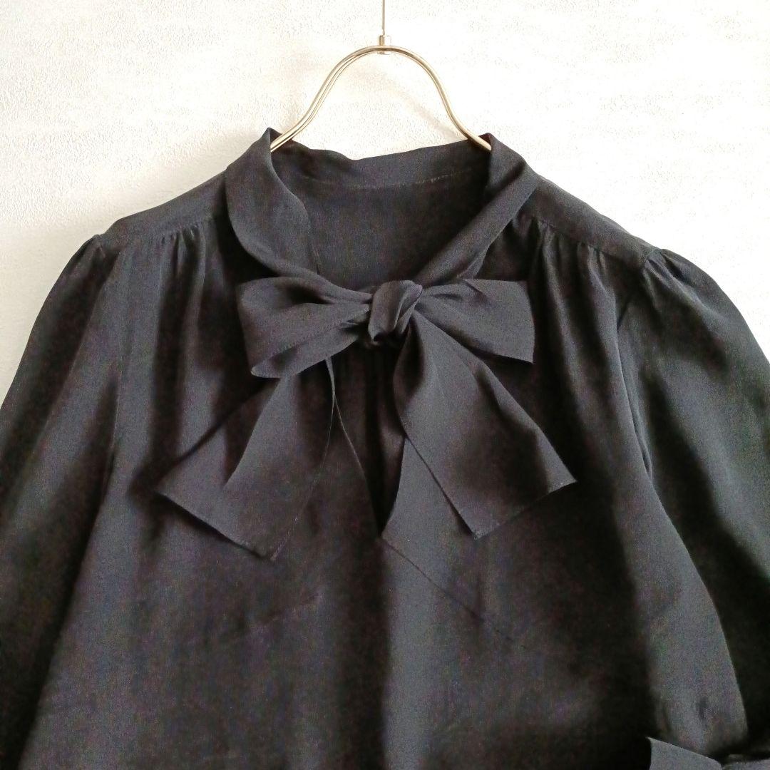 MIUMIU ミュウミュウ　シルク素材　リボンブラウス　黒　44大きいサイズ
