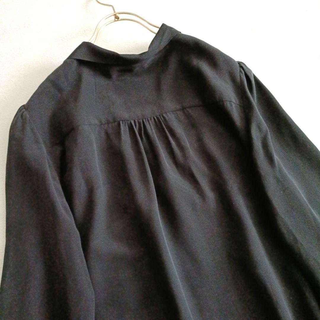 MIUMIU ミュウミュウ　シルク素材　リボンブラウス　黒　44大きいサイズ