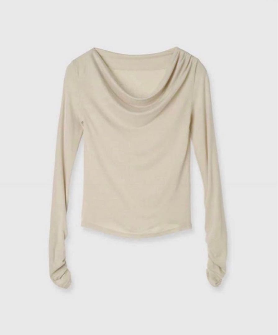 anuans ギャザードレープカットトップス　BEIGE