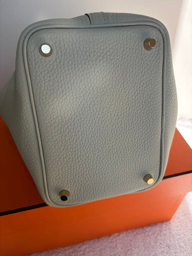 【美品】HERMESピコタンロック PM グリ・ネヴェ ゴールド金具