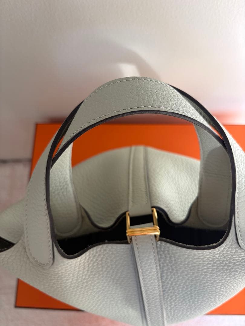 【美品】HERMESピコタンロック PM グリ・ネヴェ ゴールド金具