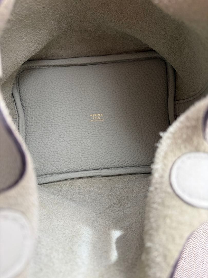 【美品】HERMESピコタンロック PM グリ・ネヴェ ゴールド金具