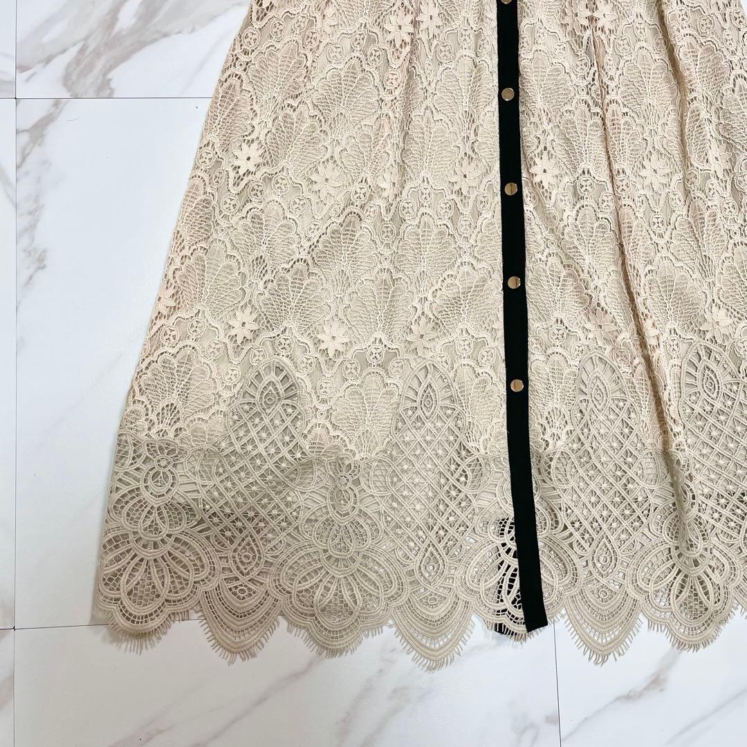 近年✨ダイアグラム レース 刺繍 ワンピース ドレス ベルト Aライン 36