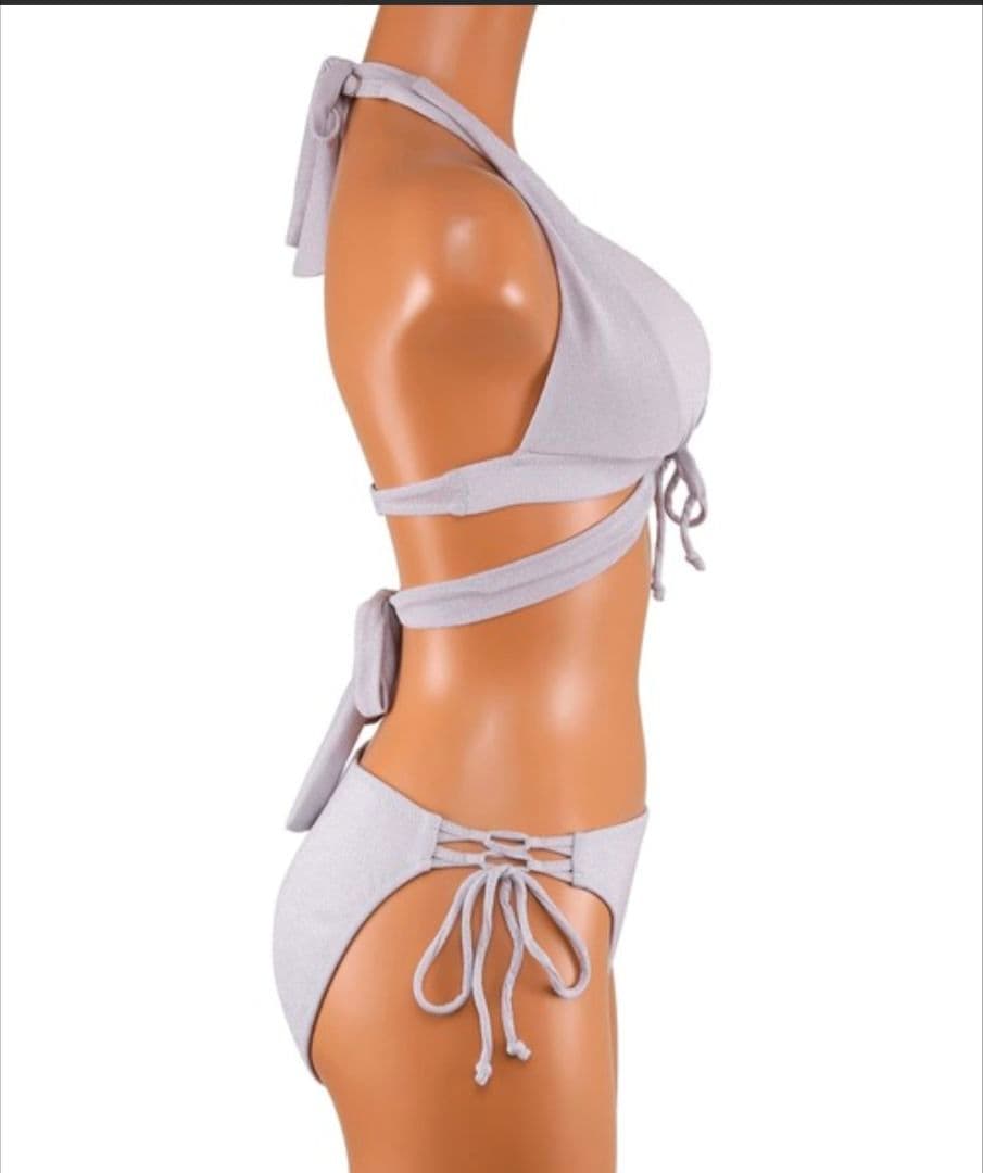 ち*ほ様 新品【ナチュラルアップブラ】ノンワイヤービキニ　9M　シルバーラメ