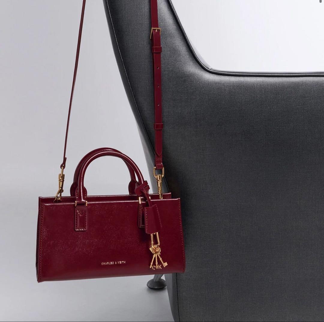 CHARLES & KEITH ミニケリー トートバッグ マルベリープラム