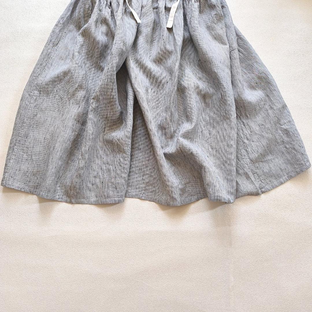 s*mam+ リネン ストライプ サスペンダー スカート 作家さん ハンドメイド