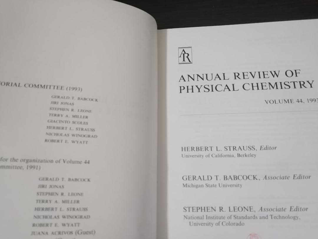 ANNU REV PHYS CHEM v44 1993 物理化学年次学術雑誌