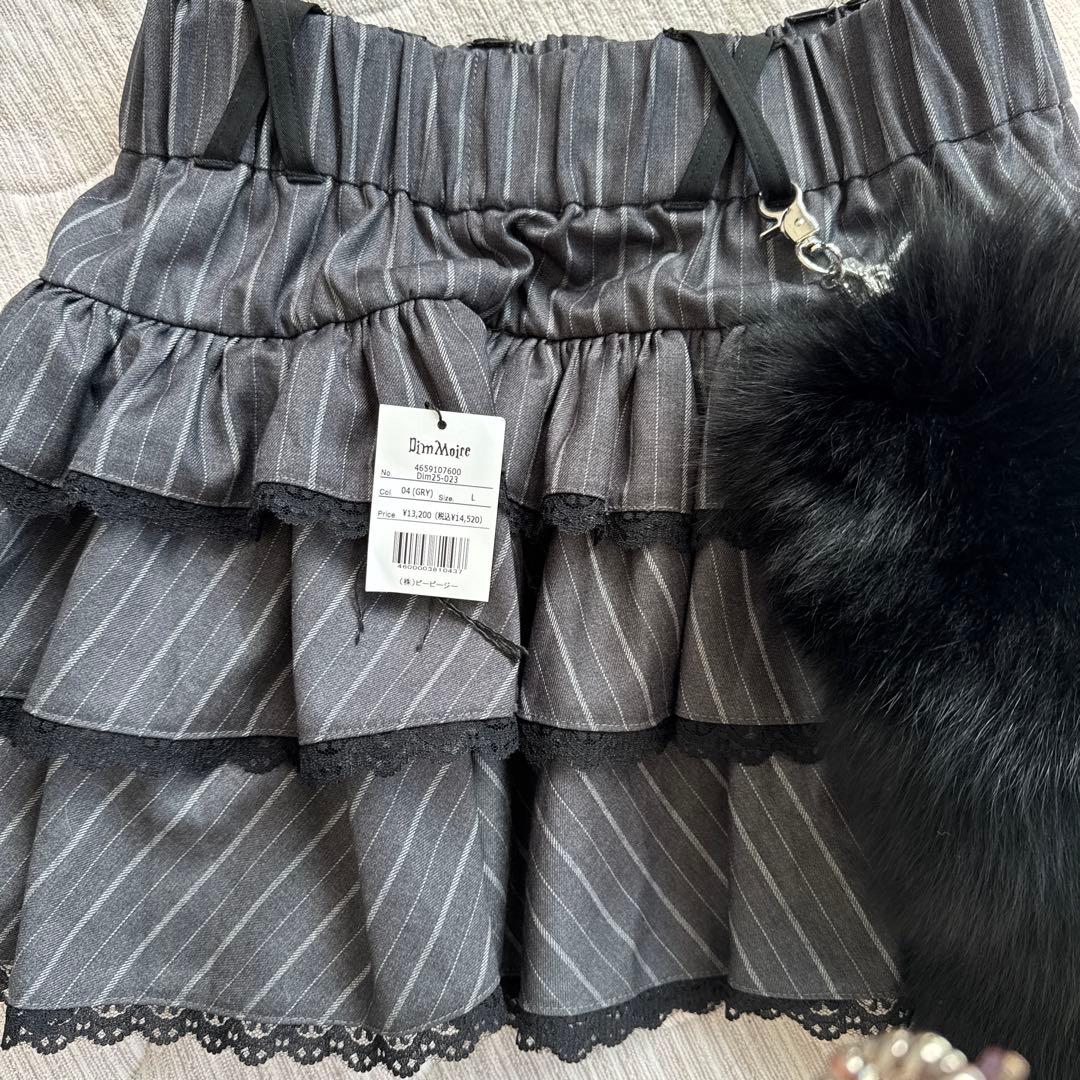DimMoire チャーム付きフリルミニスカート Gray Lサイズ