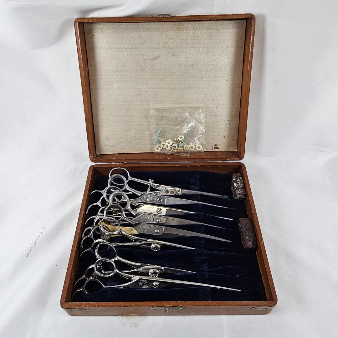 【プロ用】シザー 8点 トギノン ヒカリ 山砂 古林製 散髪ハサミ 研ぎ用