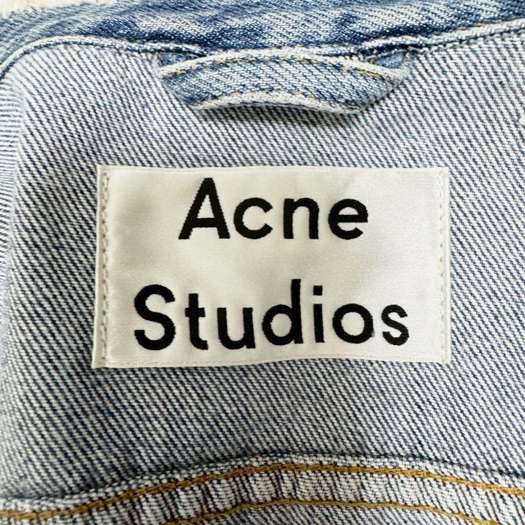アクネ ストゥディオズ ノーカラー ダメージウォッシュ加工 デニムジャケット