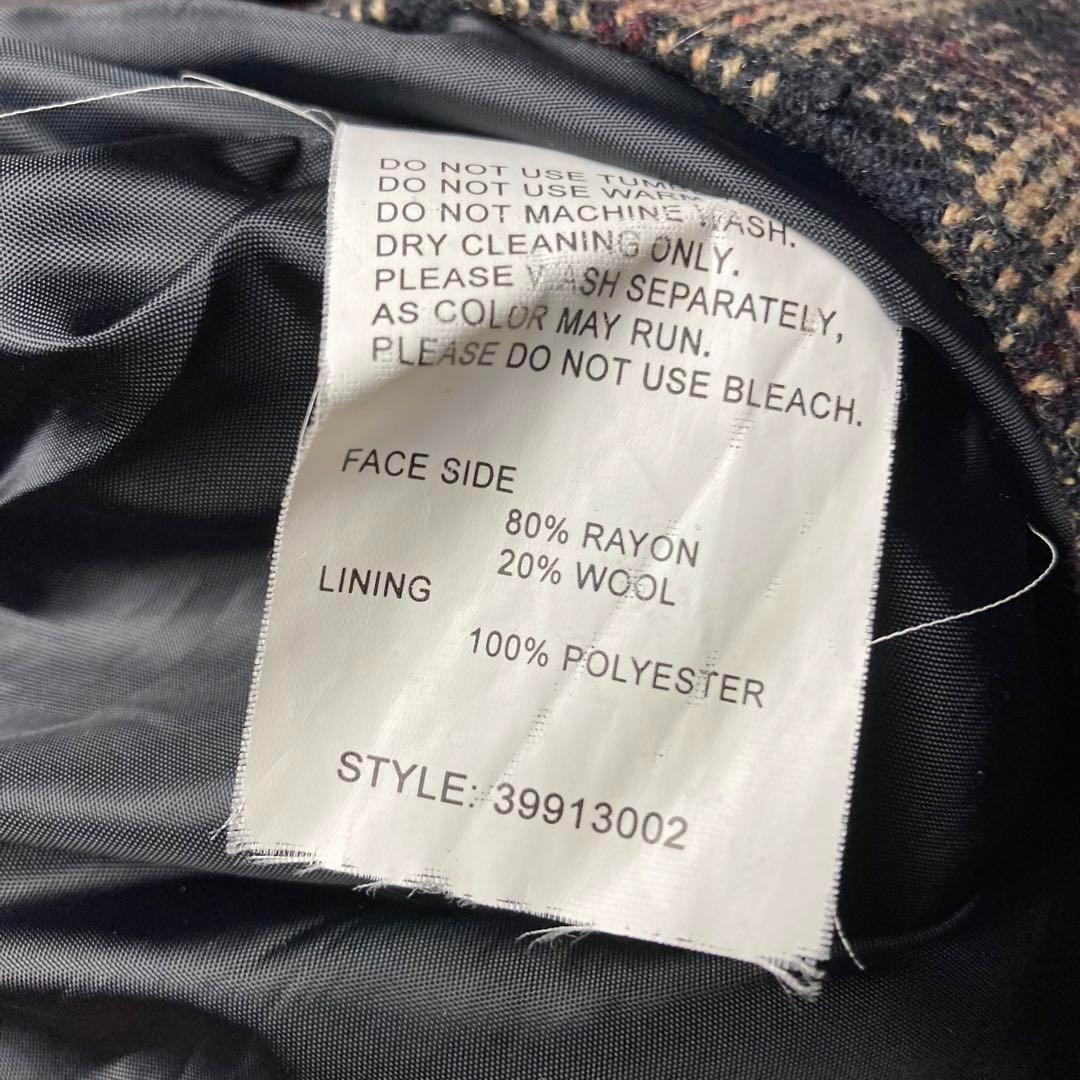 ヴィンテージ　テーラードジャケット　M チェック柄　起毛　レトロ