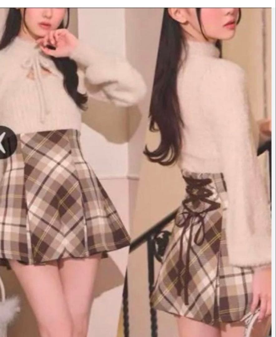 michellMacaronミシェルマカロン フレアチェックスカート