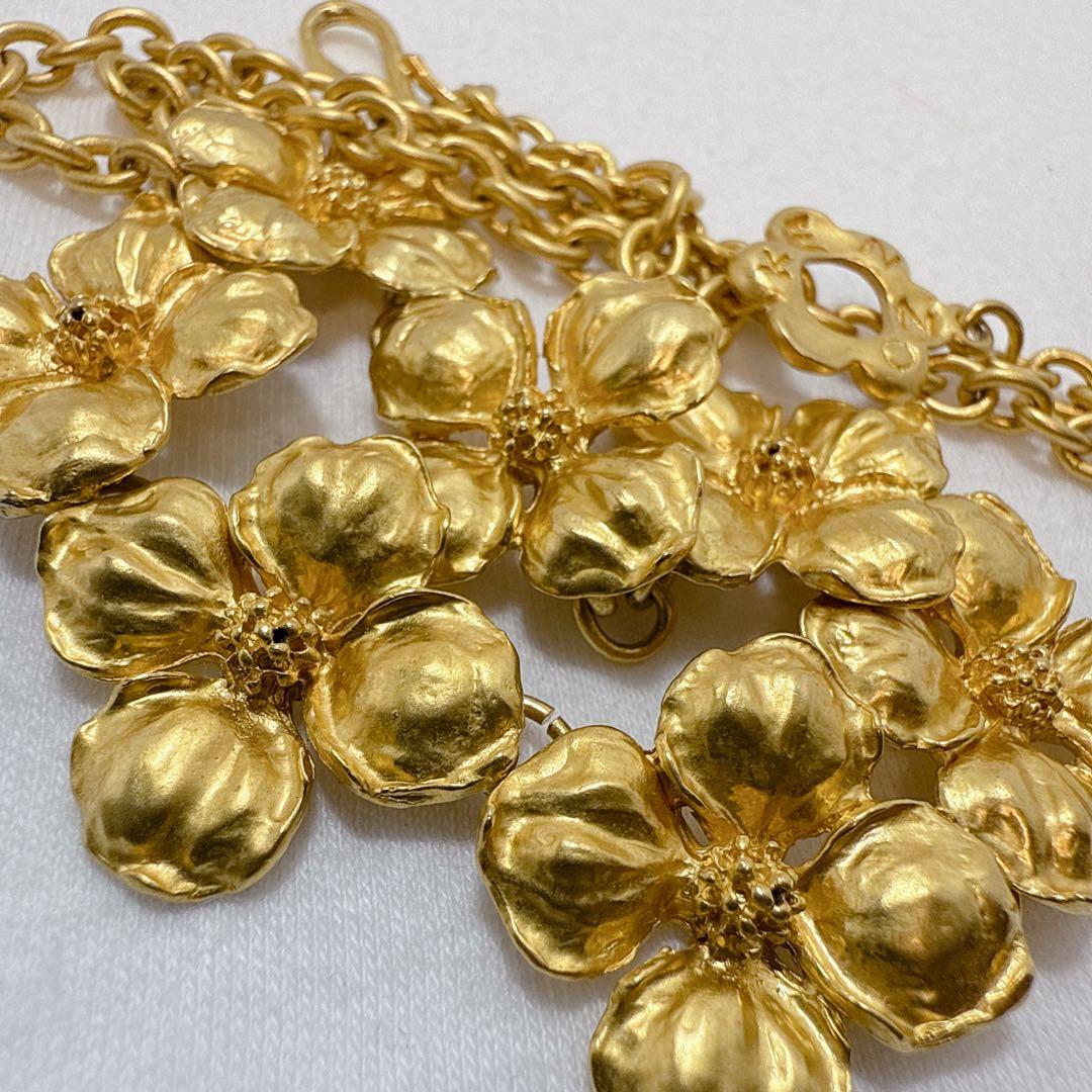 KENZO ケンゾー ゴールドカラー フラワー ネックレス 約46cm