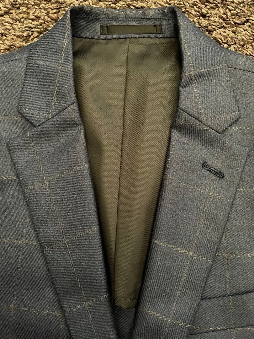 【ほぼ未使用】イタリア製セットアップスーツ44ネイビーブルー