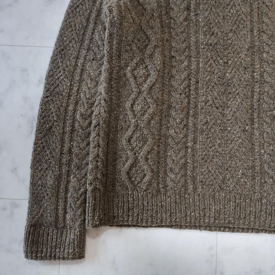 RRL カシミヤ混ウール ショールカラーケーブルハンドニット S アランニット