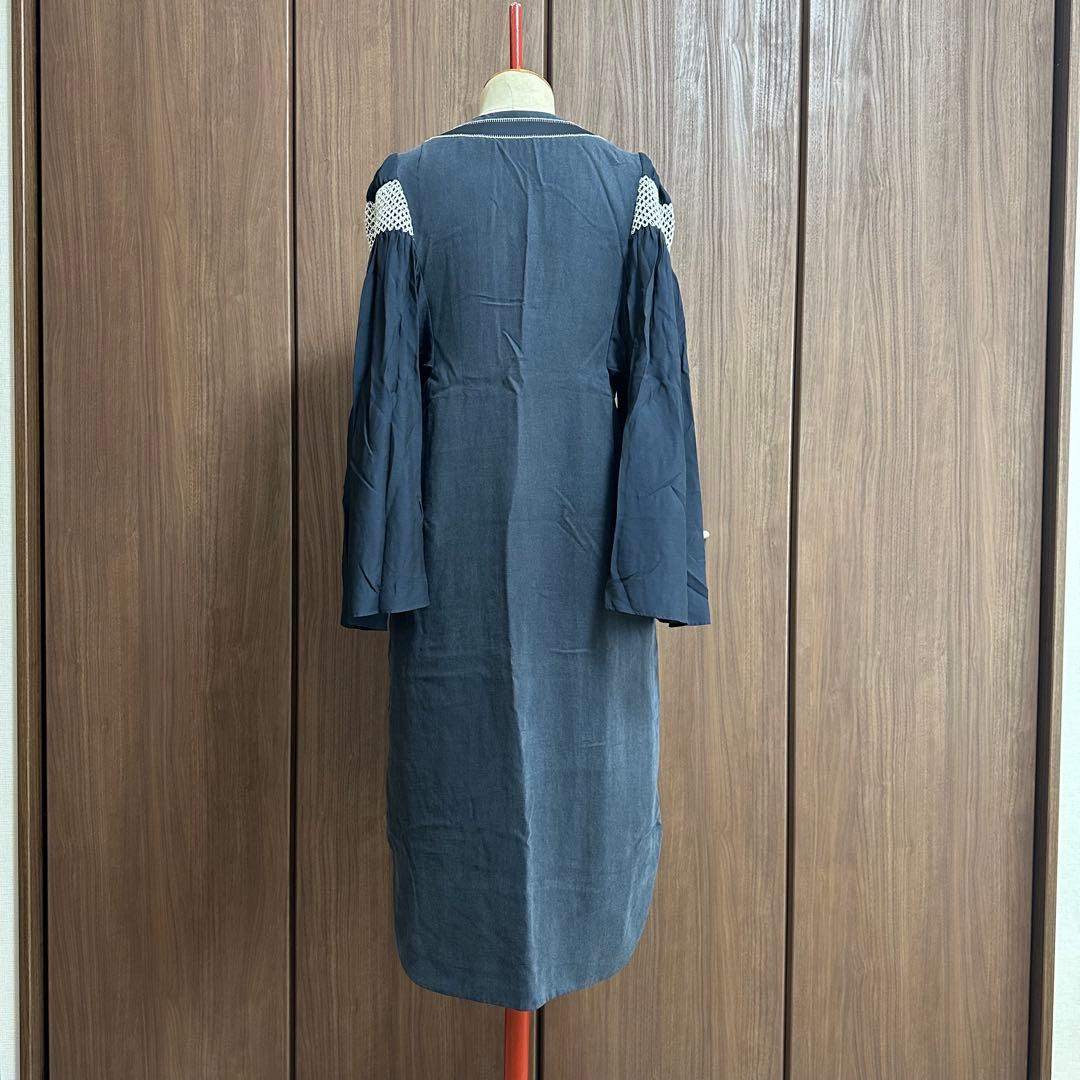 MM17SS-DR079 マメクロゴウチ サイズ2 長袖ワンピース ネイビー