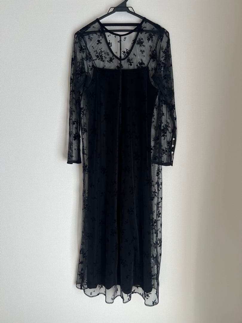 kaene:フロッキー レース ポリエステルベロア 2WAY ドレス／SHIPS