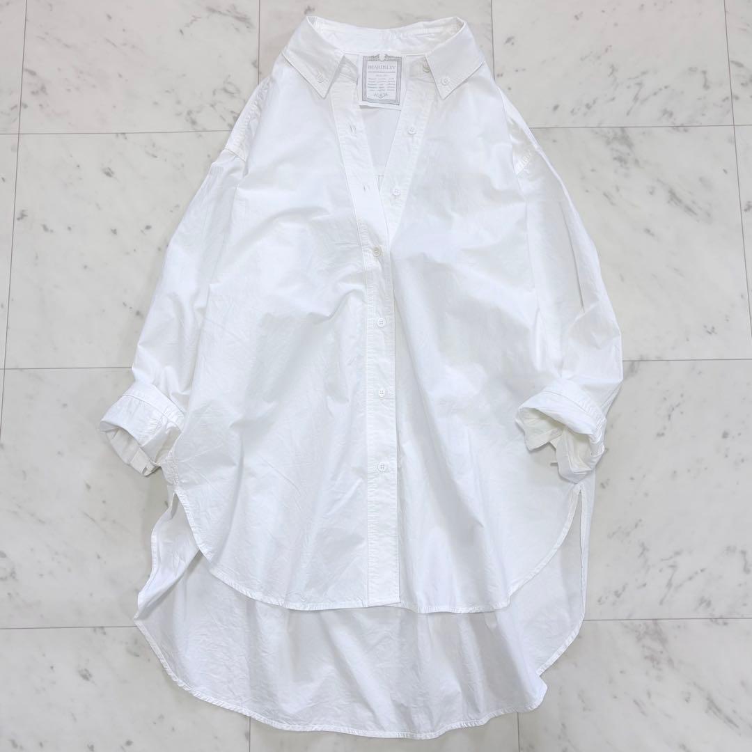 極美品✨ビアズリー シャツチュニック　ロングシャツ　白シャツ　オーバーサイズ