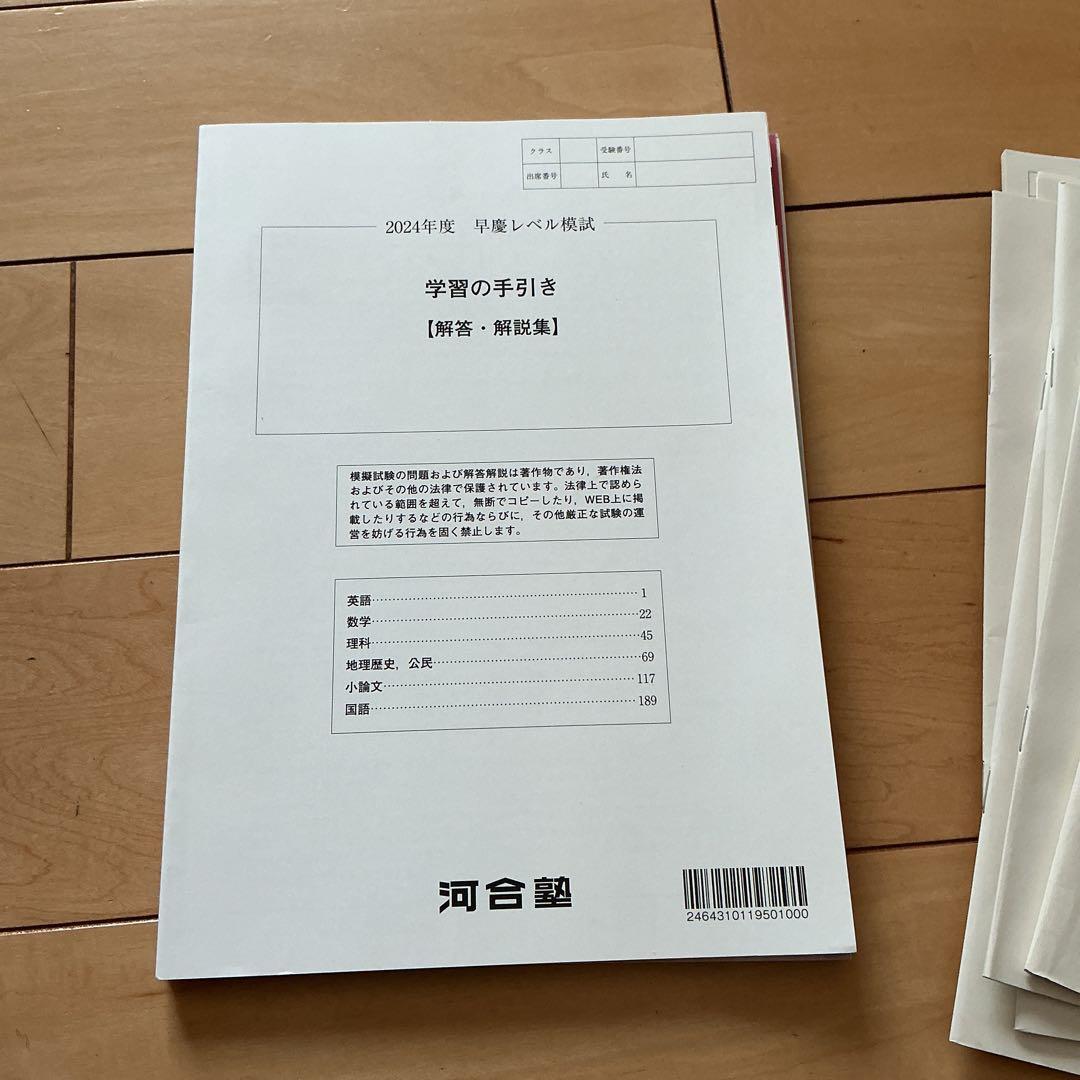 【新品未使用】2024年度 高三 河合塾 早慶レベル模試