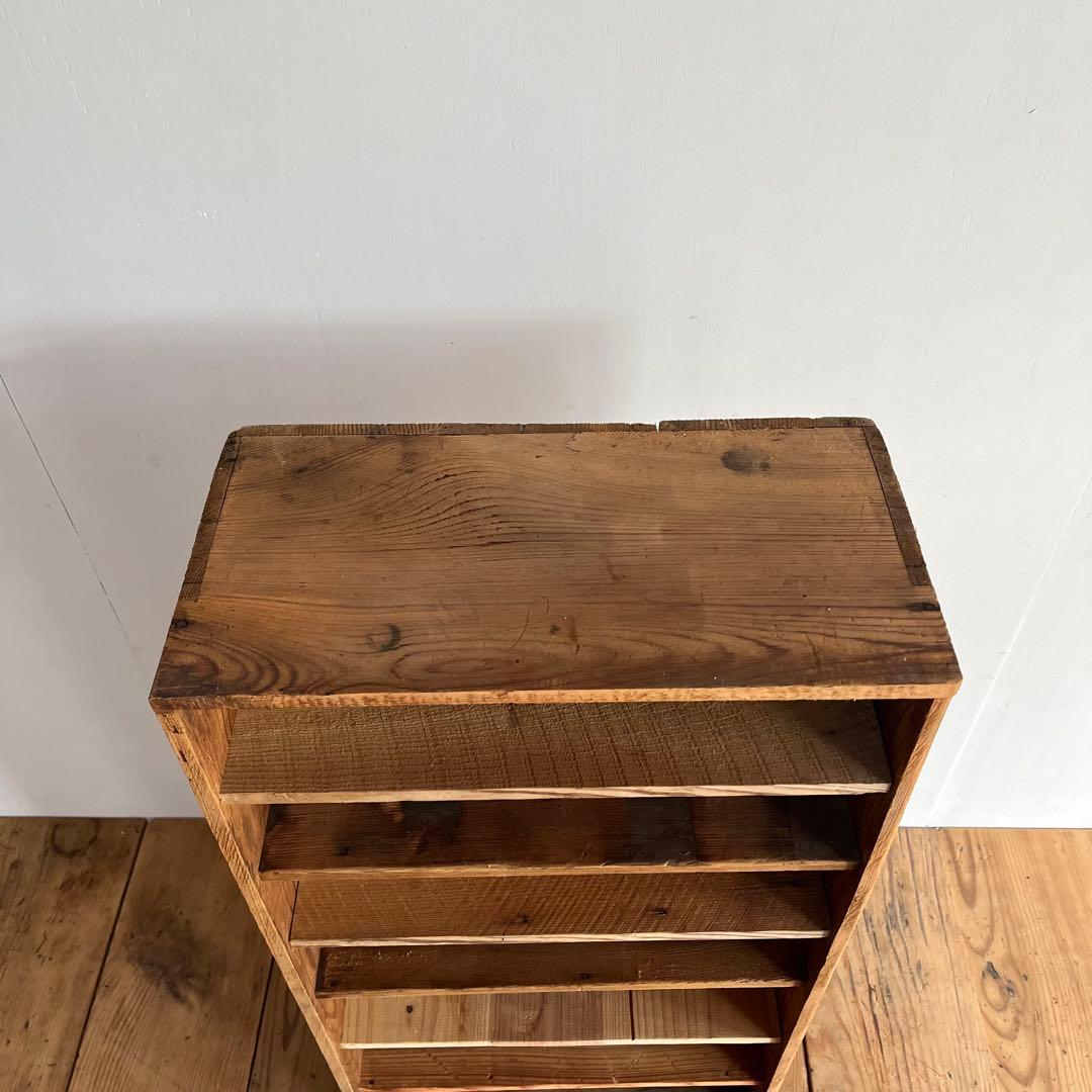 アンティーク 2way 仕切り棚 チェスト 食器棚 書類棚 無垢材 無塗装