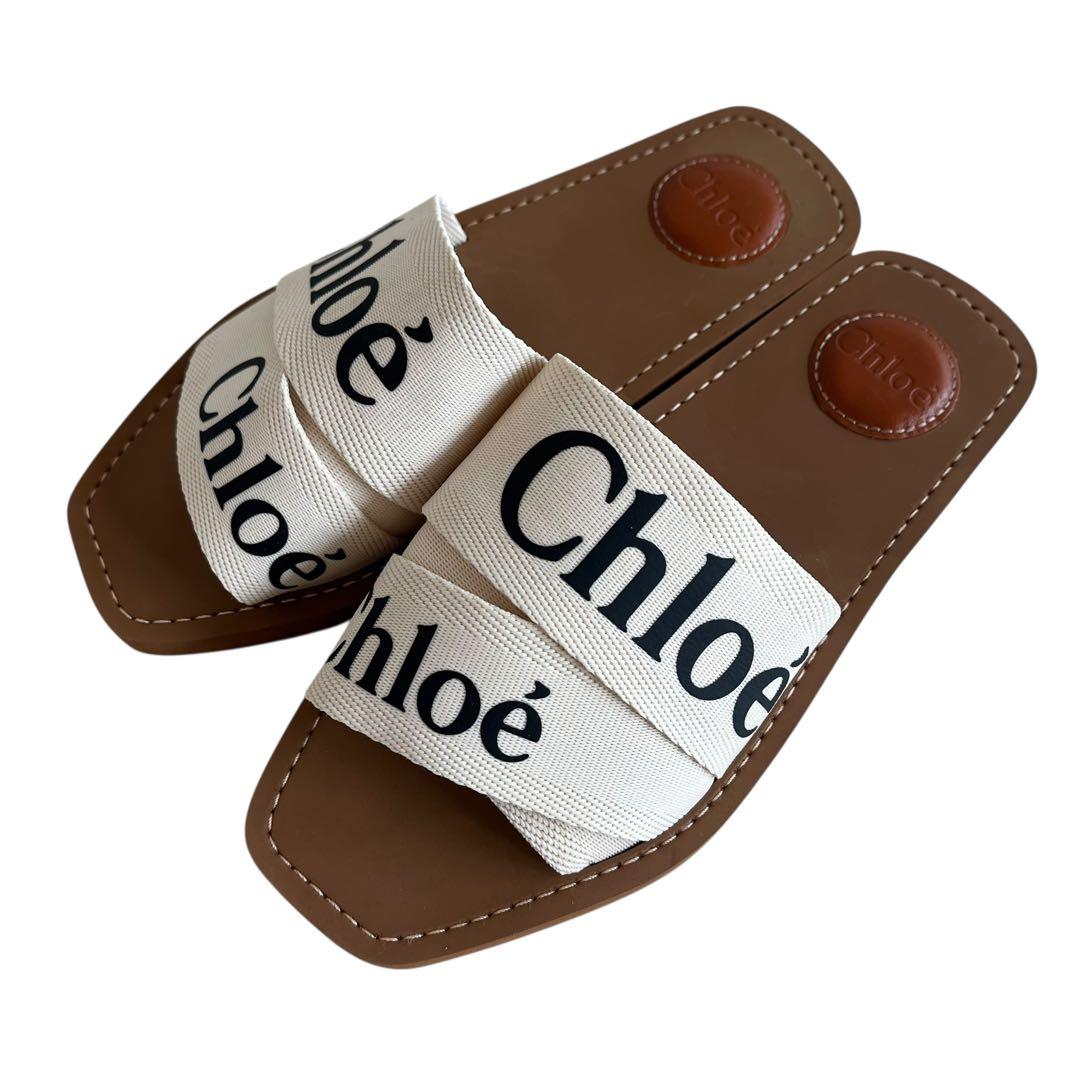 クロエ Chloe サンダル ホワイト woody フラットミュール 37