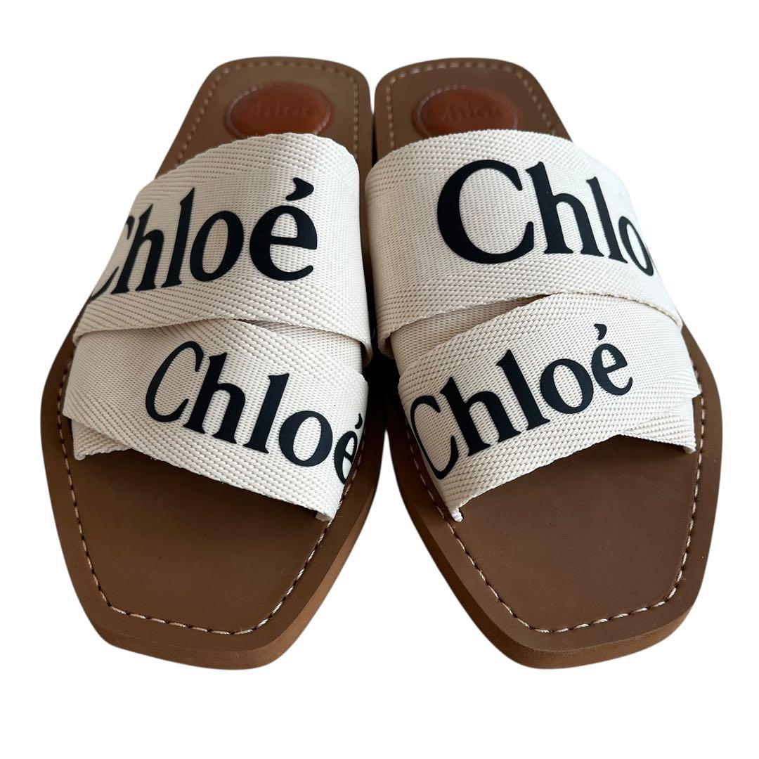 クロエ Chloe サンダル ホワイト woody フラットミュール 37