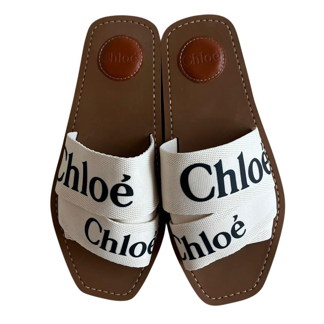 クロエ Chloe サンダル ホワイト woody フラットミュール 37