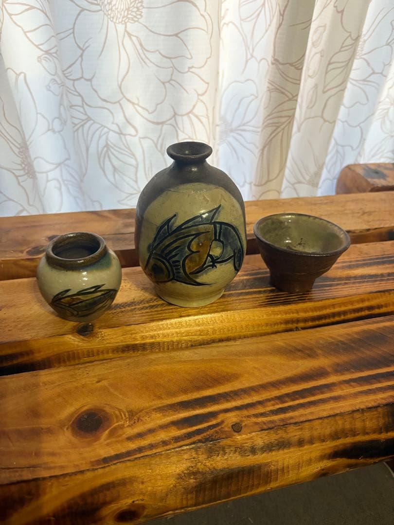 金城次郎　　陶器の酒器セット