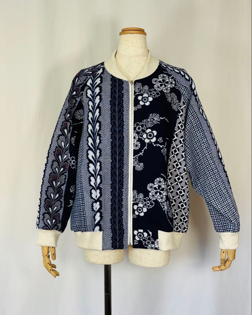 浴衣リメイク93番　浴衣地パッチワーク単衣スカジャン風