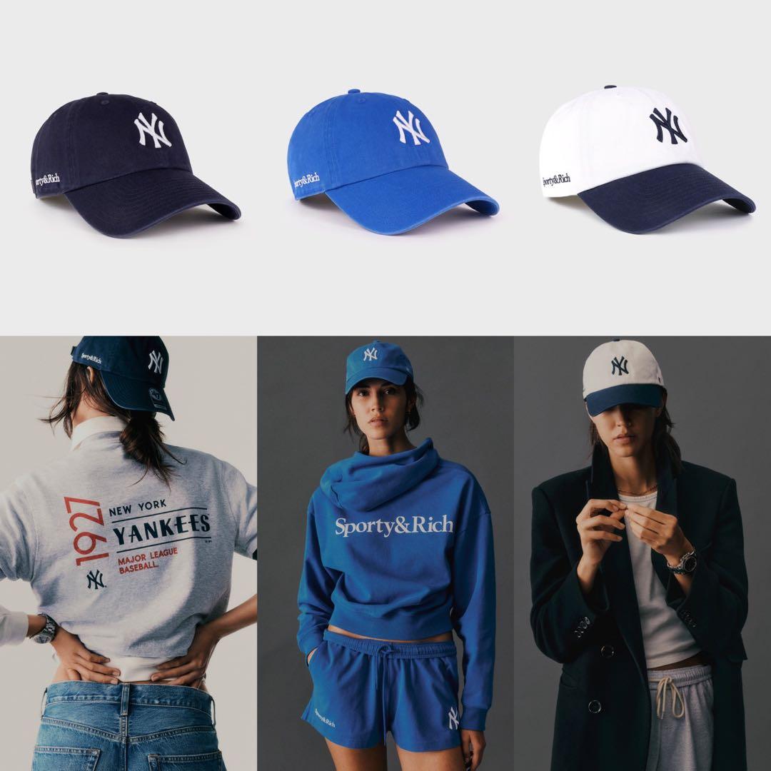 Sporty&Rich 47コラボ ヤンキース キャップ ネイビー