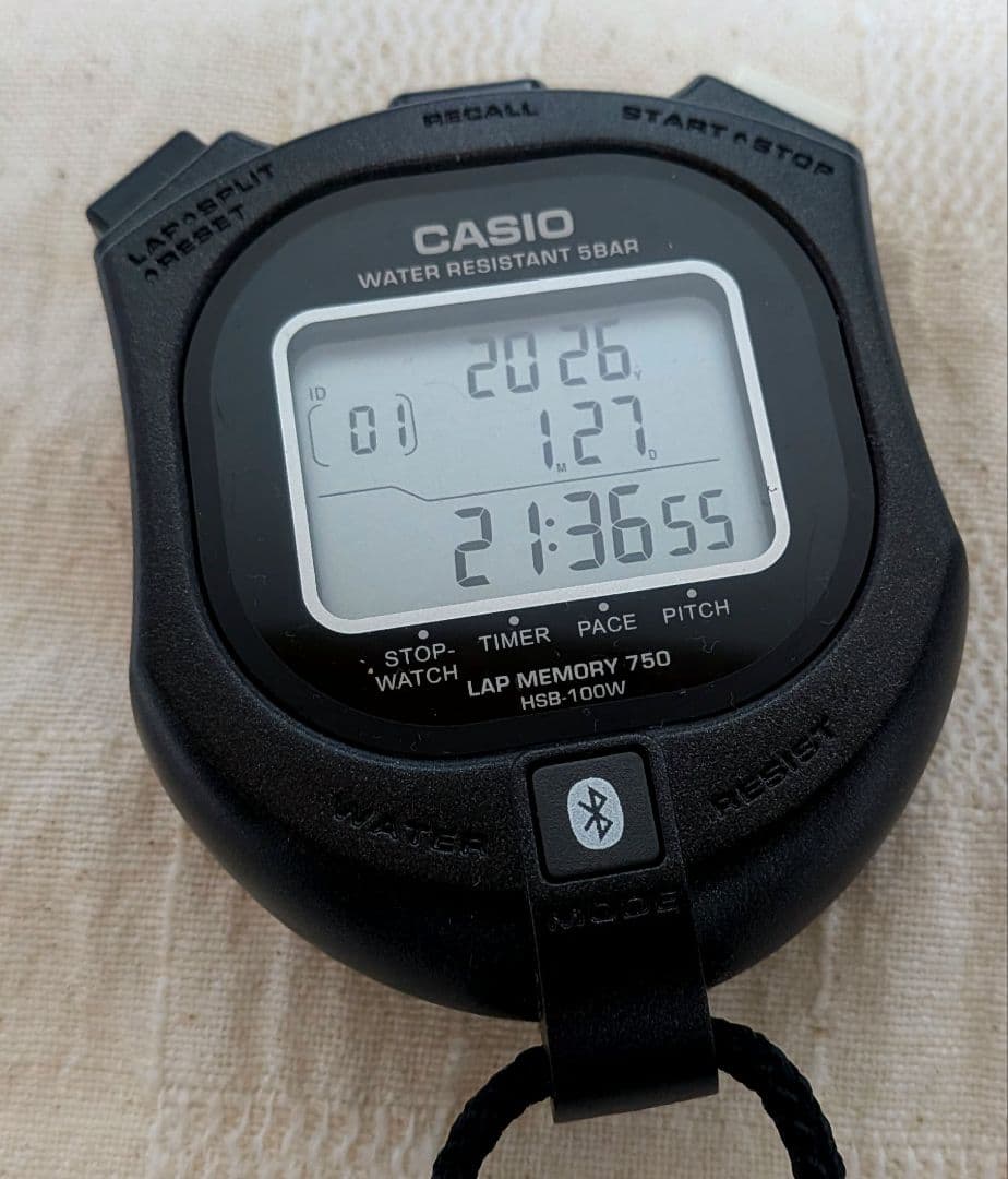 カシオ モバイルリンク機能搭載ストップウオッチ HSB-100W-1JH